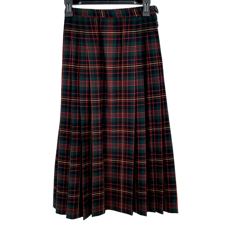 VTG Pendleton Womens Skirt sz 4 Wool Tartan Plaid Pleated Midi Old Money Preppy - Picture 10 of 11